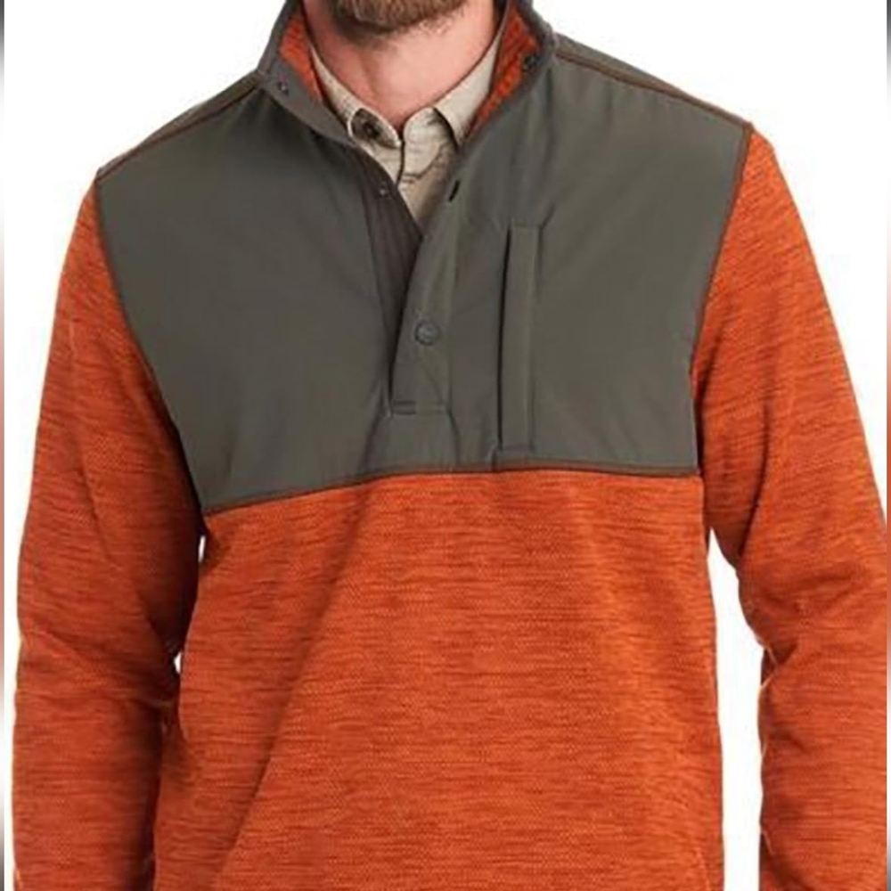 G.H. Bass & Co. Pullover Sweater Men's Large Snap Up Pocket Fleece Lined Outdoor